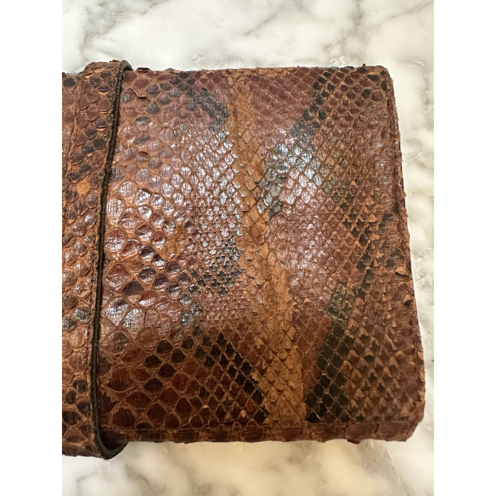 Vintage 1950s European Python Snakeskin Wallet Clutch w/ Lion Head Clasp MCM - Picture 3 of 13